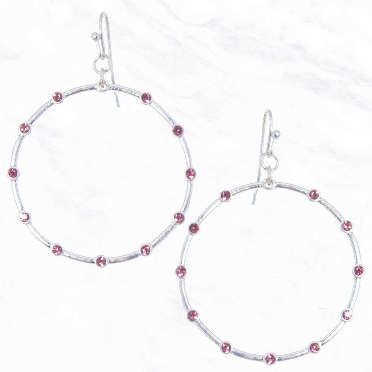 Stone and Pearl Round Earrings