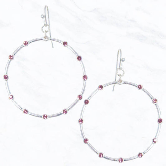 Stone and Pearl Round Earrings