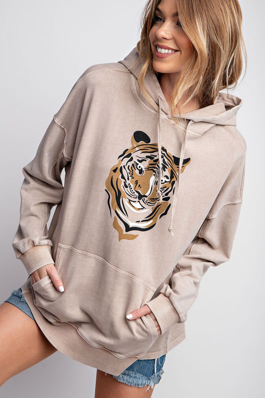 Washed Terry Tiger Printed Pullover