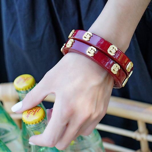 South Carolina Gamecocks Resin Logo Bangle in Garnet