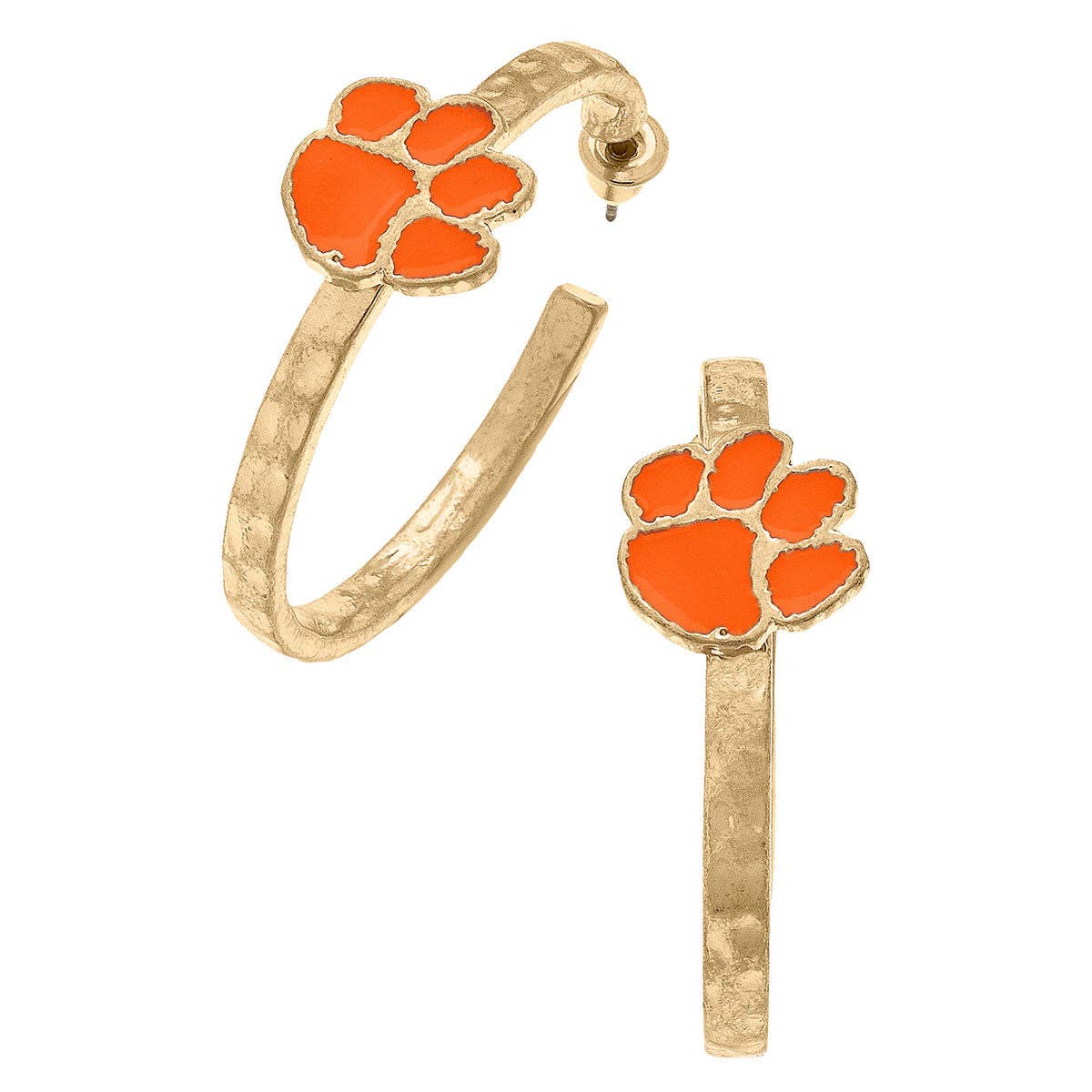 Clemson Tigers Enamel Logo Hoop Earrings in Orange